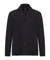 Transit Regular Fit Jacket In Raw Cut Virgin Boiled Wool In Blue