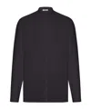 Transit Regular Fit Mandarin-neck Linen Shirt With Knitted Inserts In Black
