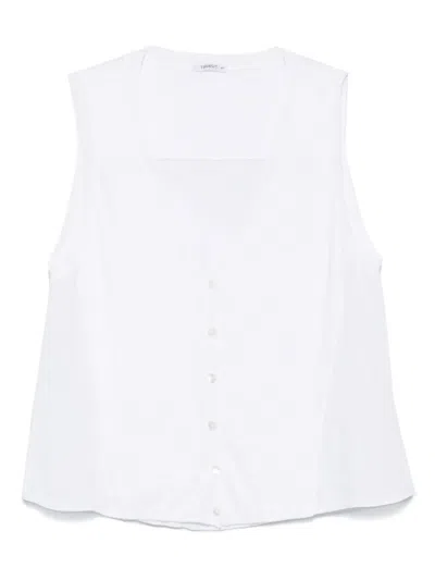 Transit Ribbed-knit Detail Vest In White