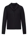Transit Shaped Wool Jacket With Herringbone Pattern Inside In Black
