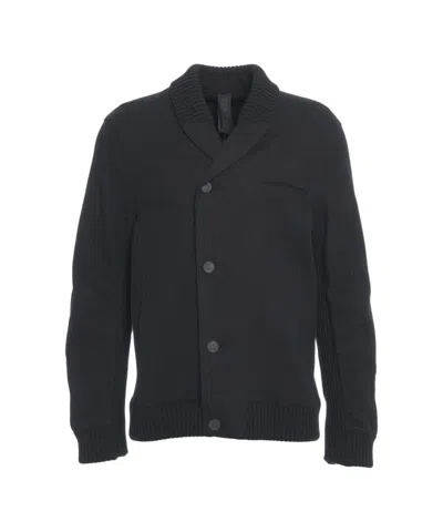 TRANSIT SHAWL COLLAR BLACK CARDIGAN WITH BUTTON CLOSURE AND CHEST POCKET