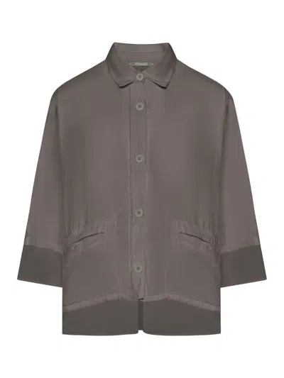 Transit Linen Shirt With Viscose Inserts In Green