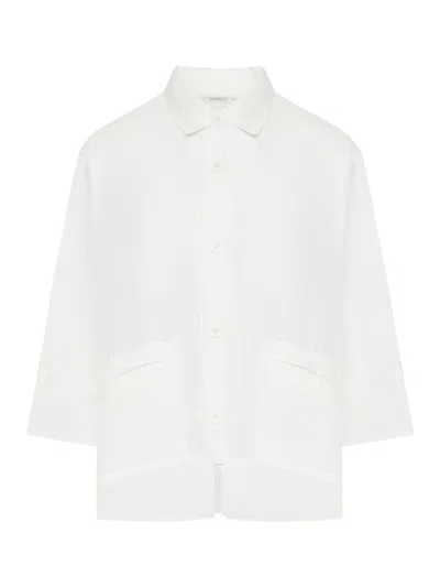 Transit Linen Shirt With Viscose Inserts In White