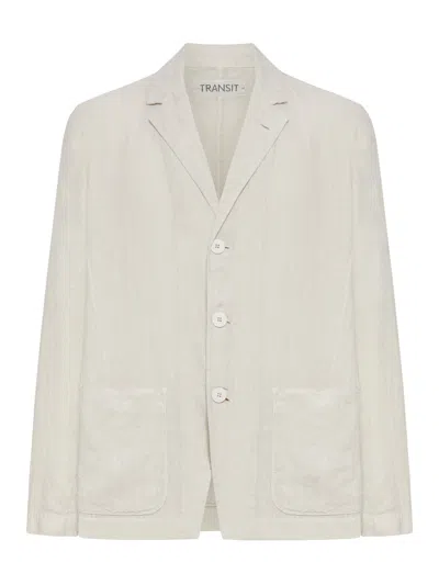 Transit Single-breasted Tailored Linen Jacket In Gray