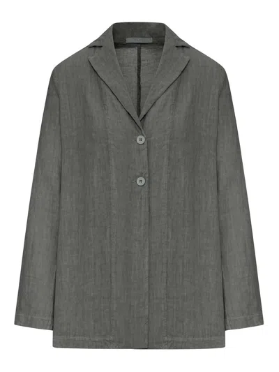 Transit Single-breasted Linen Jacket In Green