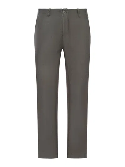 Transit Slim Linen Trousers In Grey