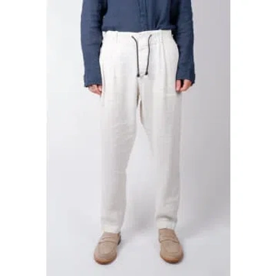 Transit Stretch Linen Cropped Trousers Ice In White