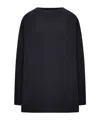 Transit Stretch Viscose And Wool Oversize Knit With Boat Neckline And Ribbed Inserts In Black