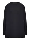 Transit Stretch Viscose And Wool Oversize Knit With Boat Neckline And Ribbed Inserts In Black