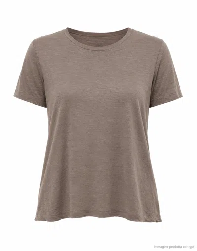 Transit Taupe Round Neck Linen T-shirt In Gray