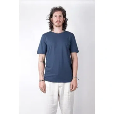 Transit Textured Detail Cotton T-shirt Blue