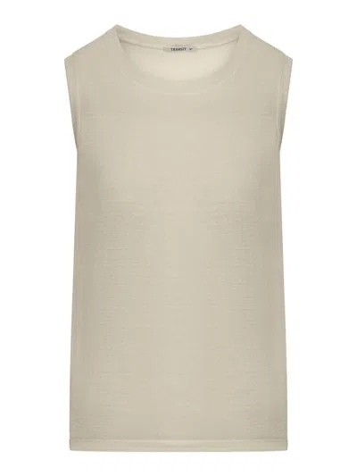 Transit Comfort Wide Shoulder Jersey Tank Top In Nude & Neutrals