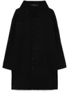 Transit Virgin Wool Hooded Coat In Schwarz