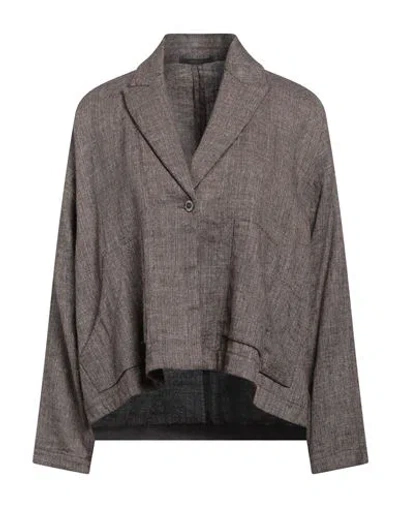 Transit Woman Jacket Brown Size 3 Viscose, Linen, Virgin Wool, Elastane In Neutral