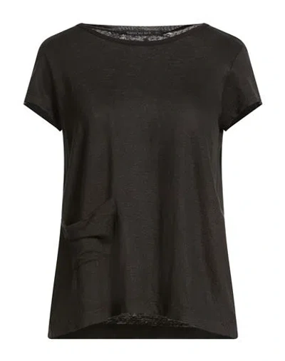Transit Woman T-shirt Black Size 3 Linen, Viscose
