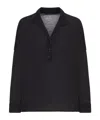 Transit Oversized Polo Shirt In Wool Jersey With Boiled Wool Inserts In Black