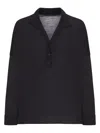 Transit Oversized Polo Shirt In Wool Jersey With Boiled Wool Inserts In Brown