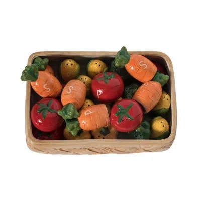 Transpac 10" Farmers' Market Veggie Salt And Pepper Shaker Set Of 25 In Brown
