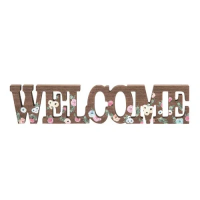Transpac 13.5 Inch Brown Spring Cottage Core Welcome Sign Decorative Wood Letters For Spring Home De In Multi