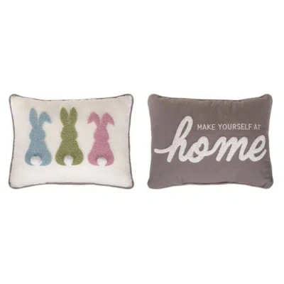 Transpac 16" Multicolor Spring Reversible Embroidered Pillow Soft Polyester Throw Pillow For Home De