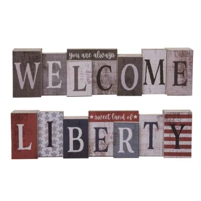 Transpac 16.5 Inch Multicolor Spring Reversible Block Decor With Decorative Letters And Words