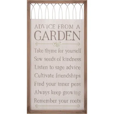Transpac 17.95 Inch White Spring Garden Advice Wall Decor Wooden Sign Panels For Spring Home Decorat In Multi
