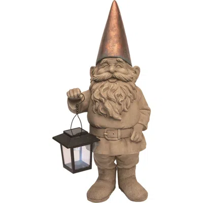 Transpac 18 Inch Brown Spring Solar Gnome Light Decorative Accent Polyresin Garden Decor