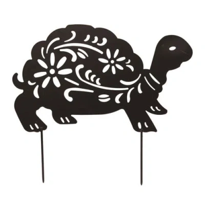 Transpac 18.25 Inch Black Spring Turtle Critter Cutout Yard Stake Decorative Metal Garden Stake
