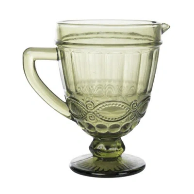 Transpac 20oz Glass Embossed Pitcher For Spring Gatherings Elegant Tabletop Decor Hand Wash Only Gif In Green