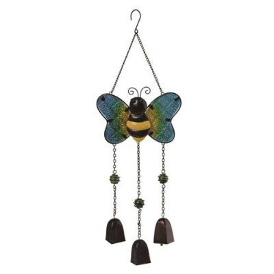 Transpac 23.5 Inch Multicolor Spring Bee Metal Wind Chime With Bells Perfect For Spring Decor
