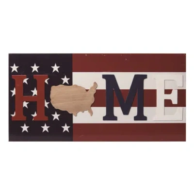Transpac 23.63 Inch Multicolor Spring Home Flag Decor Block Wall Sign Panels Made Of Wood For Season In Brown