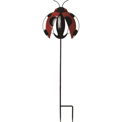 Transpac 34.63 Inch Red Spring Lady Bug Yard Stake Decorative Metal Garden Stake For Spring Decor In Multi