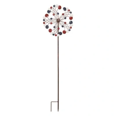 Transpac 36.25 Inch Multicolor Spring Patriotic Spinner Yard Stake For July 4th Decorative Garden Me