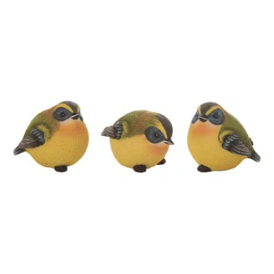 Transpac 3.75 Inch Multicolor Spring Bird Figurines Set Of 3 Decorative Polyresin Objects For Spring