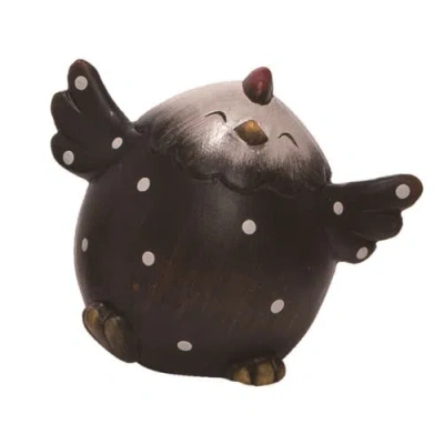 Transpac 4 Inch Black Spring Happy Chicken Decor Terra Cotta Decorative Object For Spring Home Decor In Brown