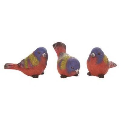 Transpac 4 Inch Multicolor Spring Painted Bunting Birds Set Of 3 Decorative Polyresin Objects For Sp