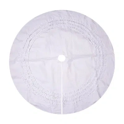 Transpac 48 In. Holiday Neutral Tree Skirt In White
