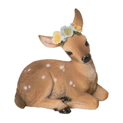 Transpac 4.9 Inch Brown Spring Sweet Fawn Figurine Decorative Object Polyresin For Spring Home Decor