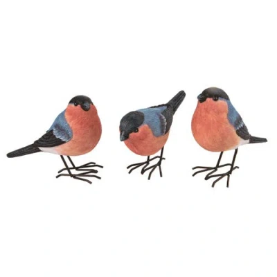 Transpac 5.5 Inch Multicolor Spring Finch Set Of 3 Decorative Polyresin Objects For Spring Home Deco