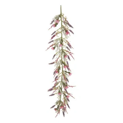 Transpac 61 Inch Multicolor Spring Twig Lavender And Blossom Garland Artificial Plastic Decor For Sp