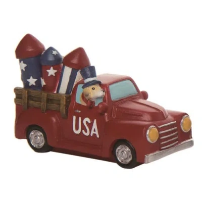 Transpac 6.25 Inch Red Patriotic Americana Vehicle Figurine For July 4th Decorative Home Decor