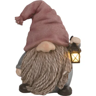 Transpac 6.5 Inch Gray Spring Light Up Braided Gnome Decor Polyresin Decorative Object For Spring Ho In Multi