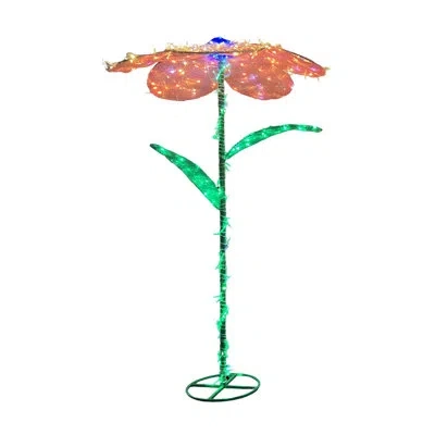Transpac 6ft Led Outdoor Pink Geranium Standing Flower Lawn Decor