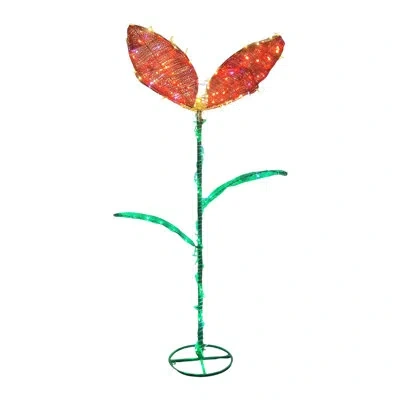 Transpac 6ft Led Outdoor Red Wild Standing Flower Lawn Decorations