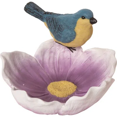Transpac 7.1 Inch Blue Spring Bird On Flower Decorative Object Polyresin Spring Decor In Multi
