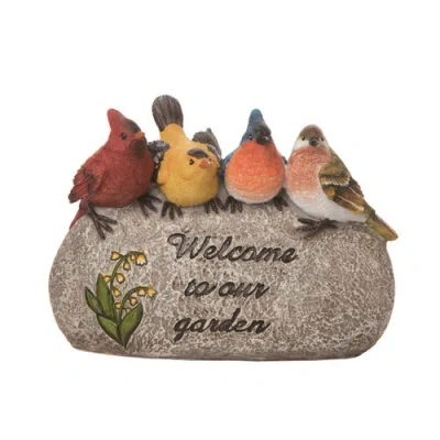 Transpac 8.75 Inch Gray Spring Welcoming Birds Rock Decor Polyresin Decorative Object For Spring Hom In Multi