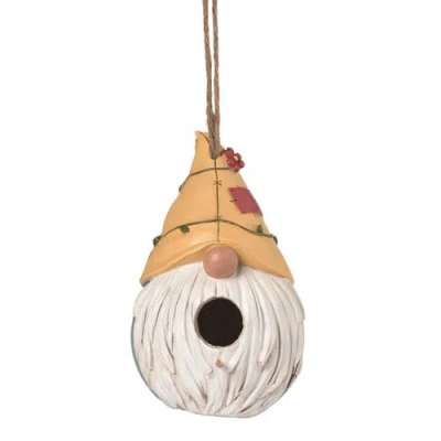 Transpac 8.75" White Spring Gnome Beard Birdhouse Polyresin For Birds And Insects Outdoor Decor