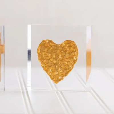 Transpac Acrylic Block With Gold Heart Multicolored For Spring Home Decor