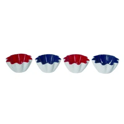 Transpac Americana 5.75 , Set Of 4 In Blue;white;red
