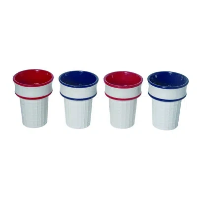 Transpac Americana Dolomite Americana Waffle Cone Cups S/4 In Blue;white;red
